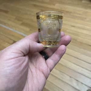 Vintage Culver 22k Gold Shot Glass Embellished Park City Utah Skier Souvenir HTF